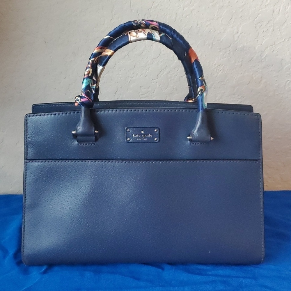 Kate Spade New York Grove Street Caley Satchel navy blue 100% leather - Picture 2 of 16